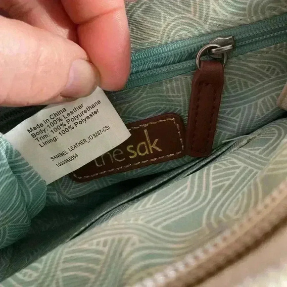 The Sak Sanibel Cream Leather Embossed Crossbody purse - Picture 6 of 10